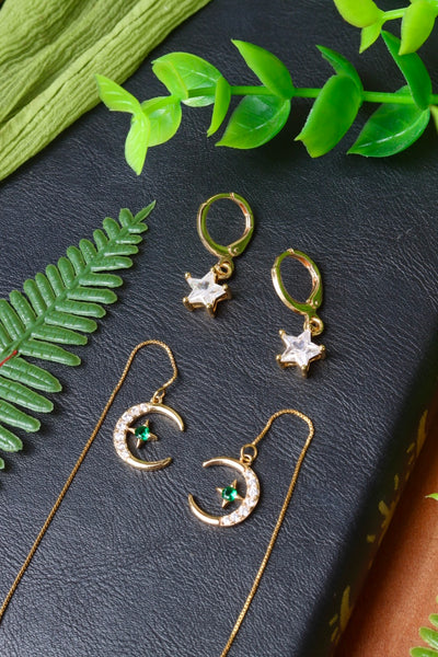 Moon threader and star earrings set