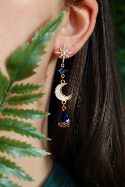 Midnight blue moon earrings