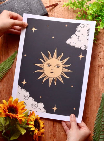 Sun in the night sky - framed art print