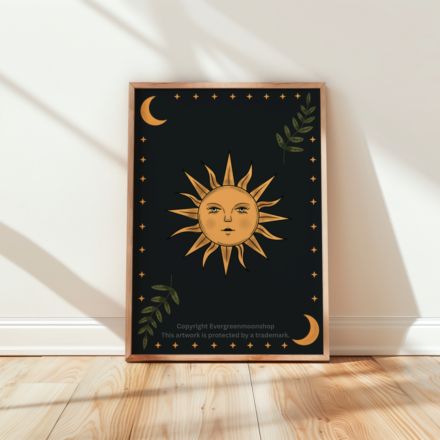 Sun celestial dark wall art print