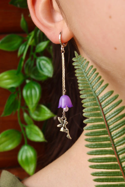 Purple flower fairy earrings