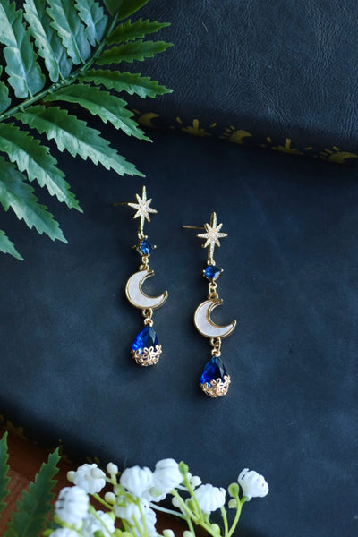 Midnight blue moon earrings