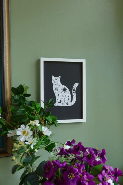 Celestial cat - framed art print