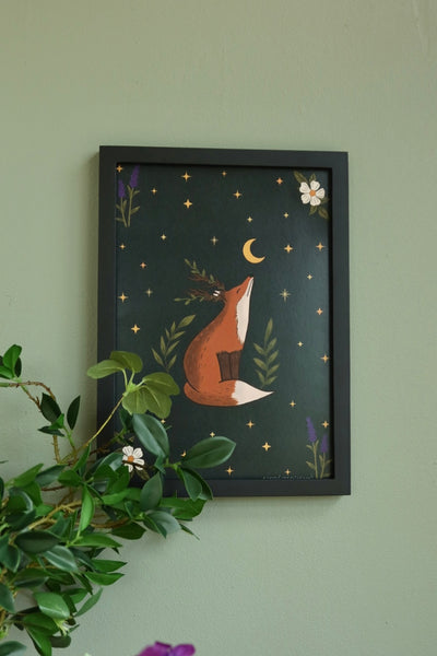 Celestial fox - framed art print