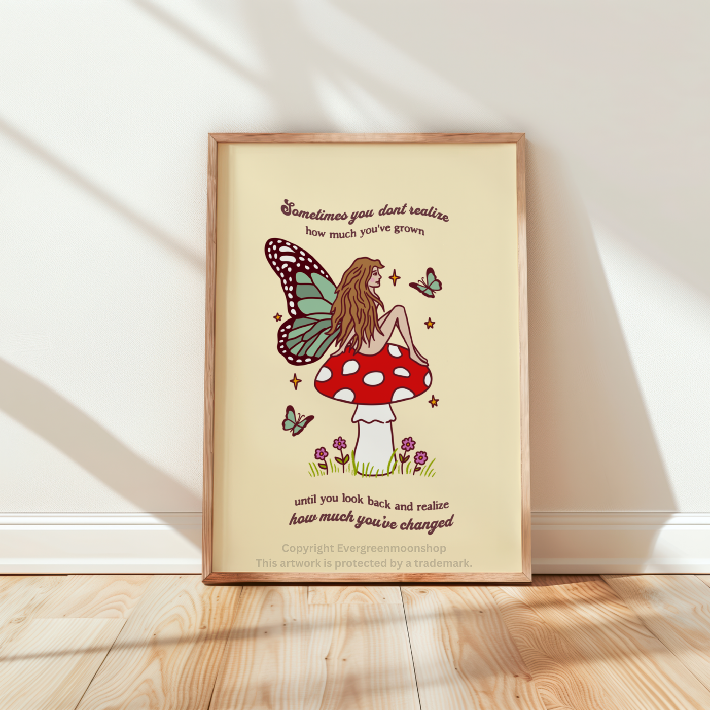 Fairy toadstool (with or without quote) art print