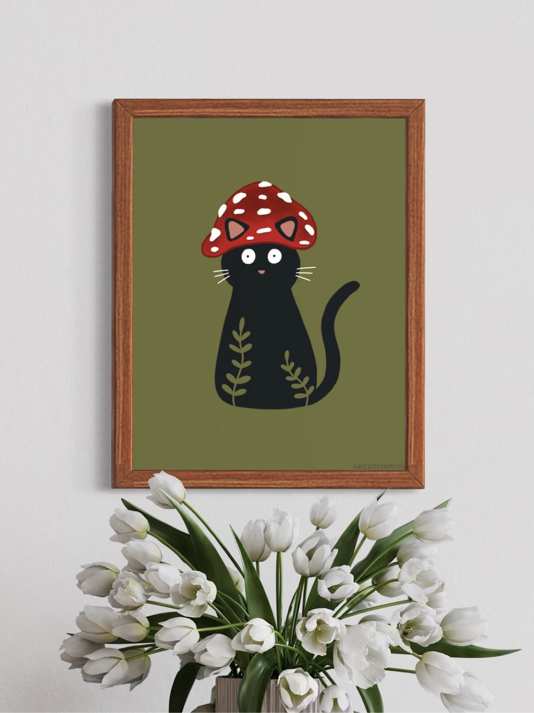 Mushroom cat - framed art print