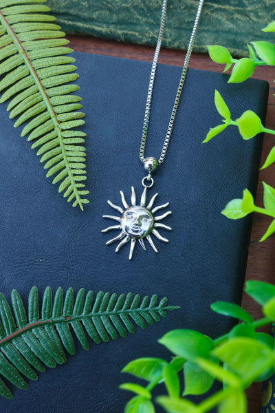 Silver sun necklace