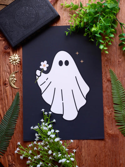 Ghost with flower - framed art print