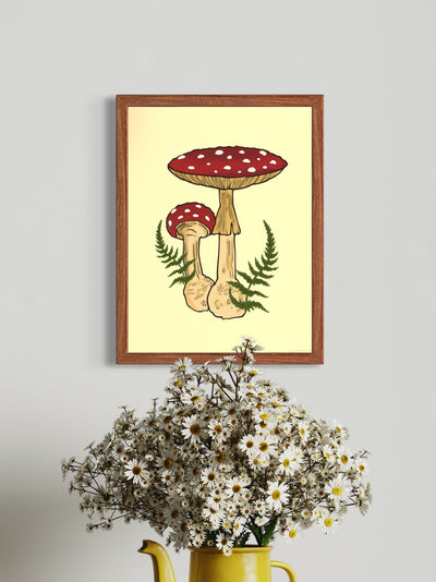 Toadstool mushroom fern - framed art print