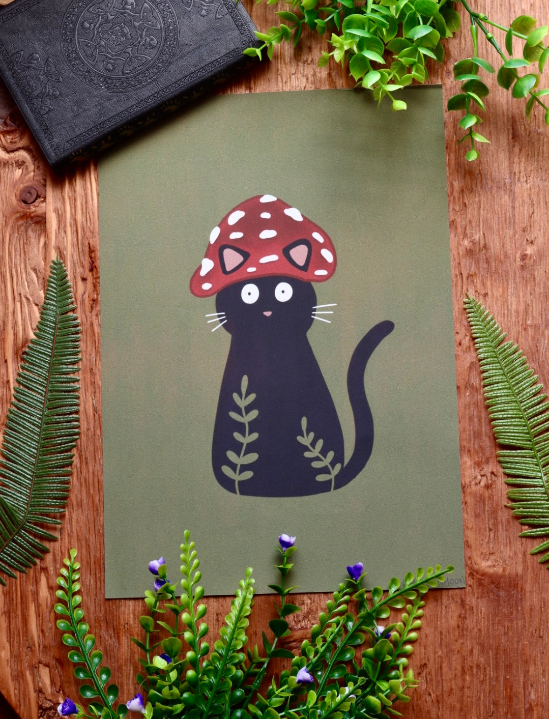 Mushroom cat - framed art print