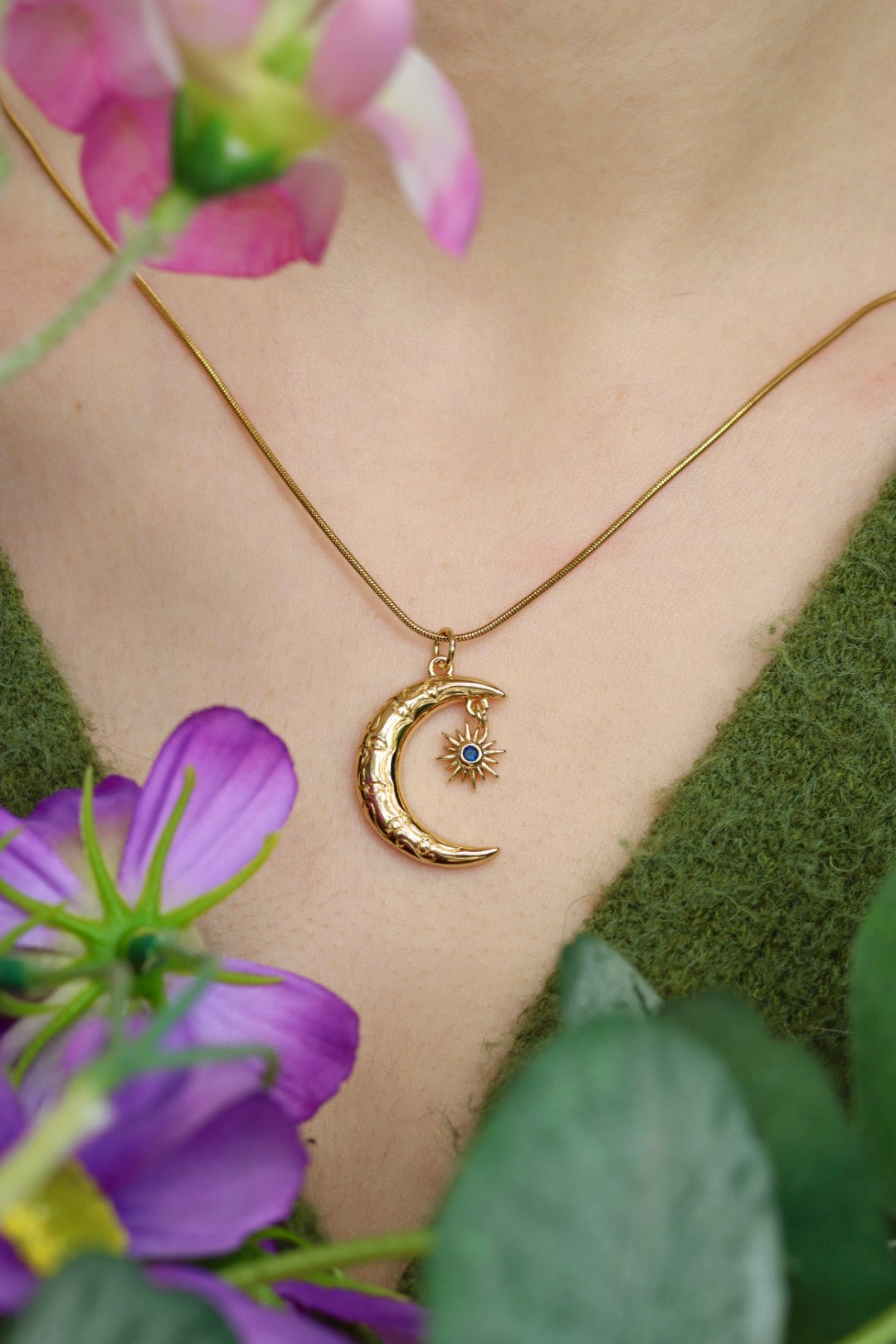 Moon and star necklace