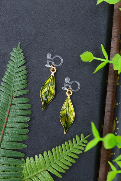 Leaf clip on earrings