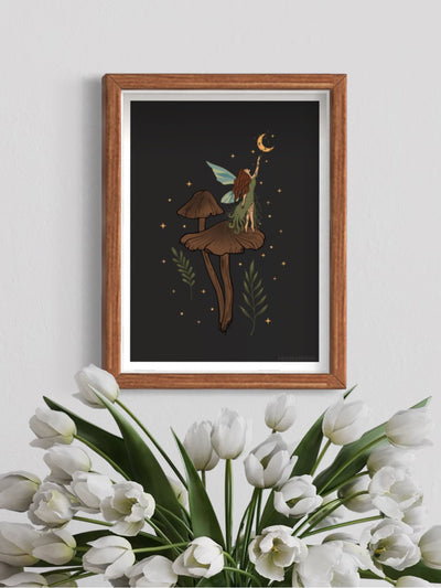 Mushroom fairy - framed art print