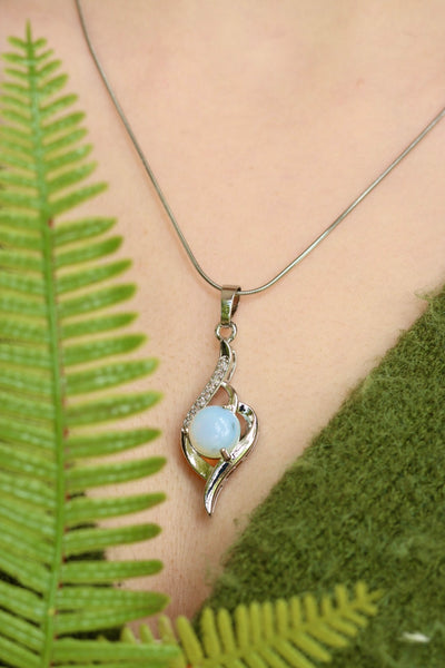 Silver opalite stone elfic necklace