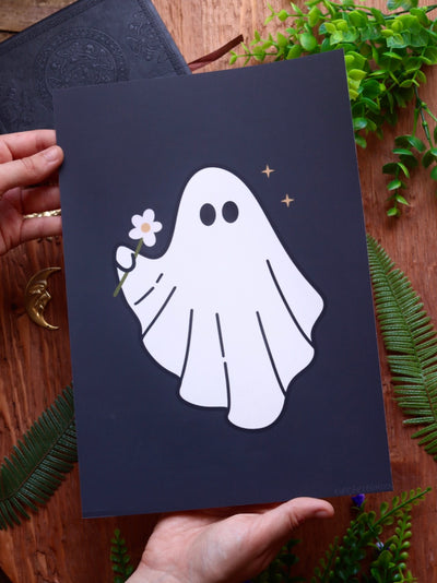 Ghost with flower - framed art print