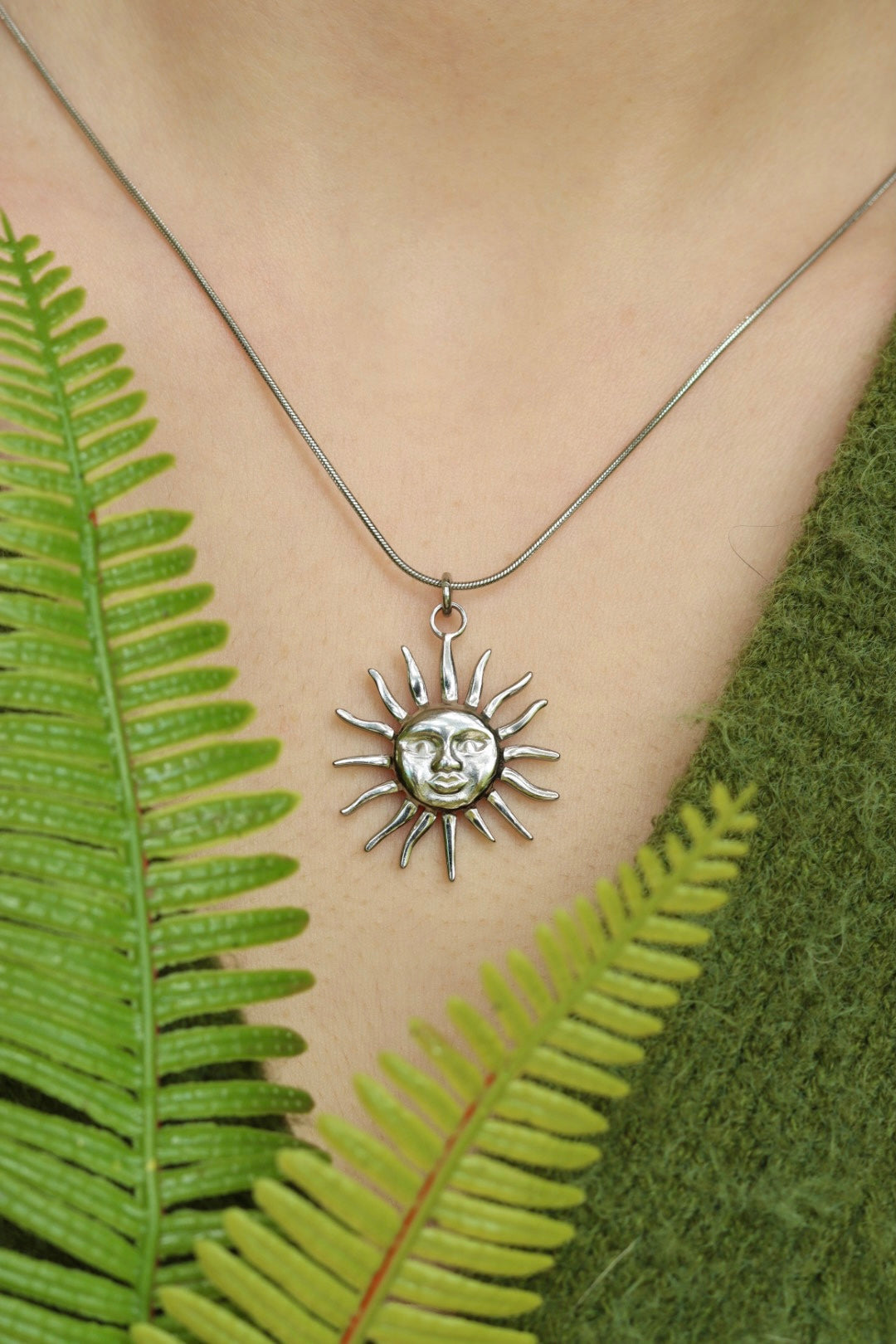 Silver sun necklace