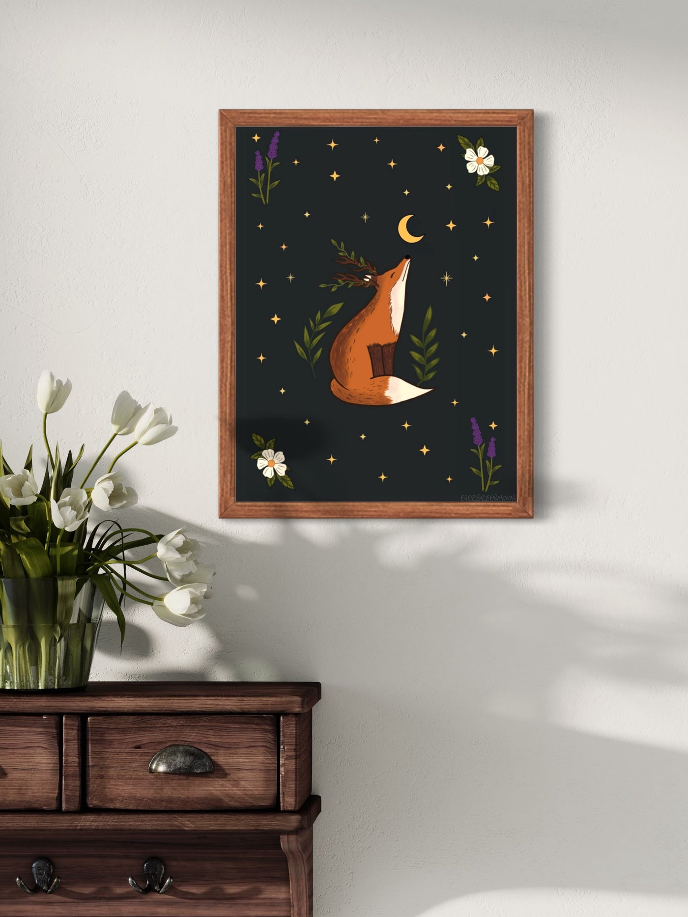 Celestial fox - framed art print