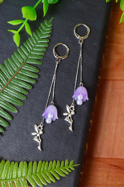 Purple flower fairy earrings