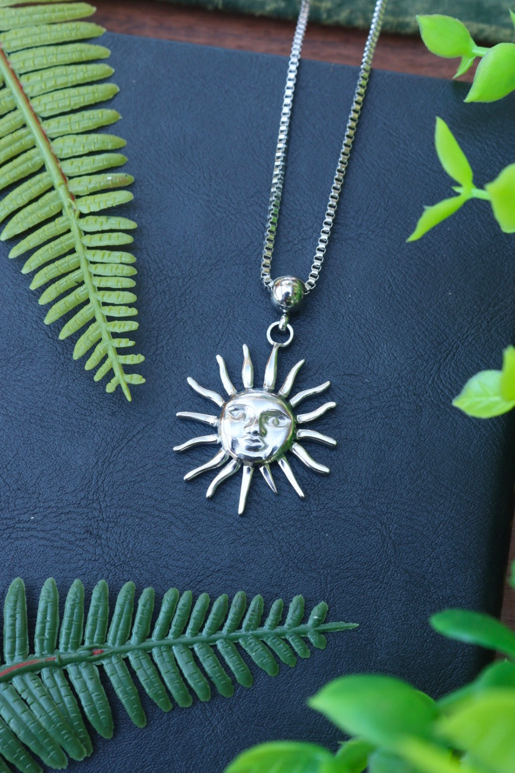 Silver sun necklace