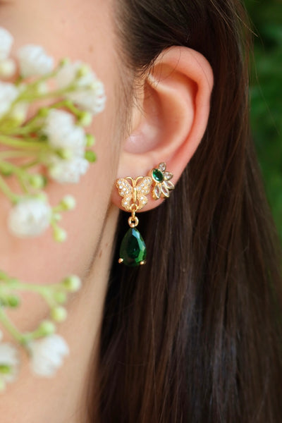 Butterfly flower earrings set