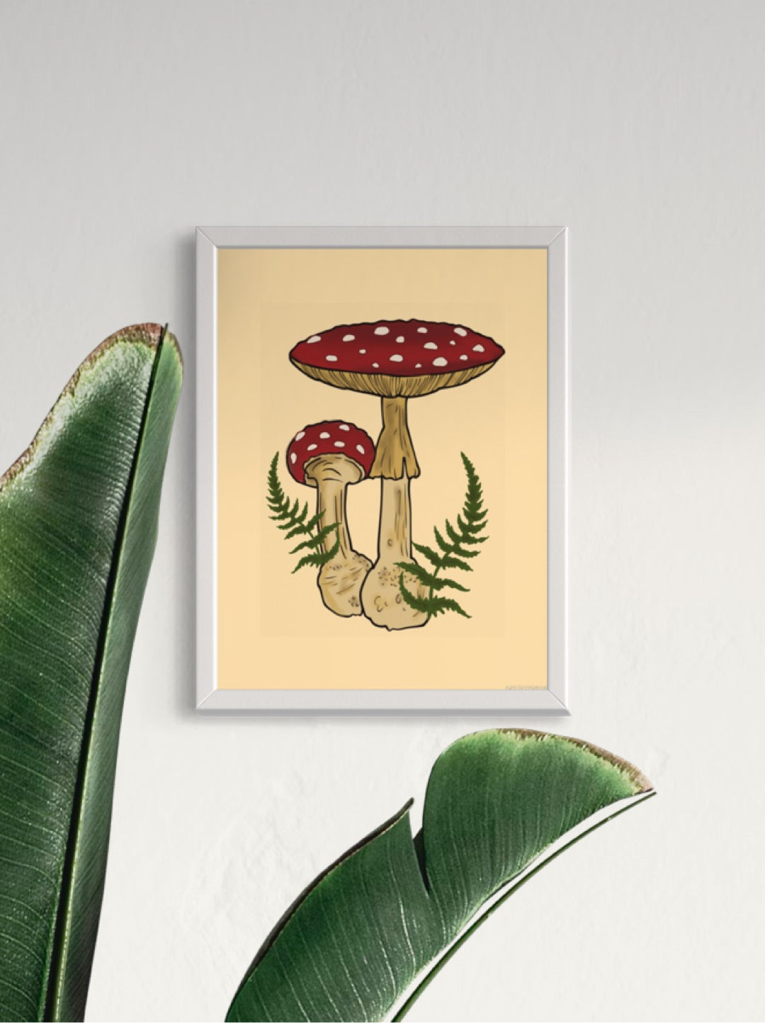 Toadstool mushroom fern - framed art print