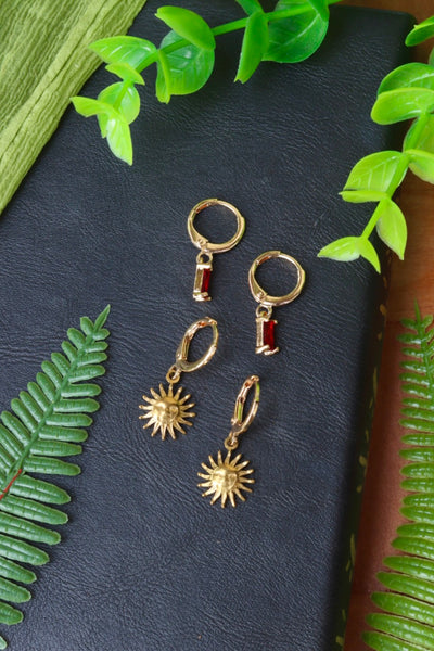 Helios god of the sun huggie earrings set