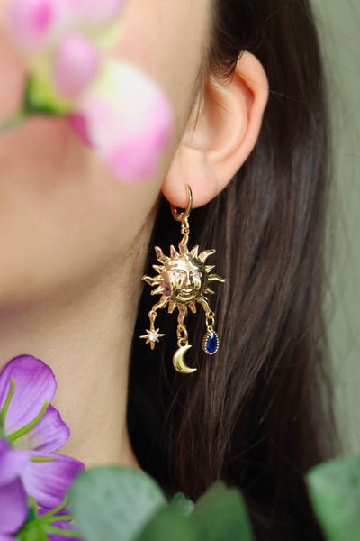 Sun celestial charm earrings