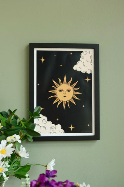 Sun in the night sky - framed art print