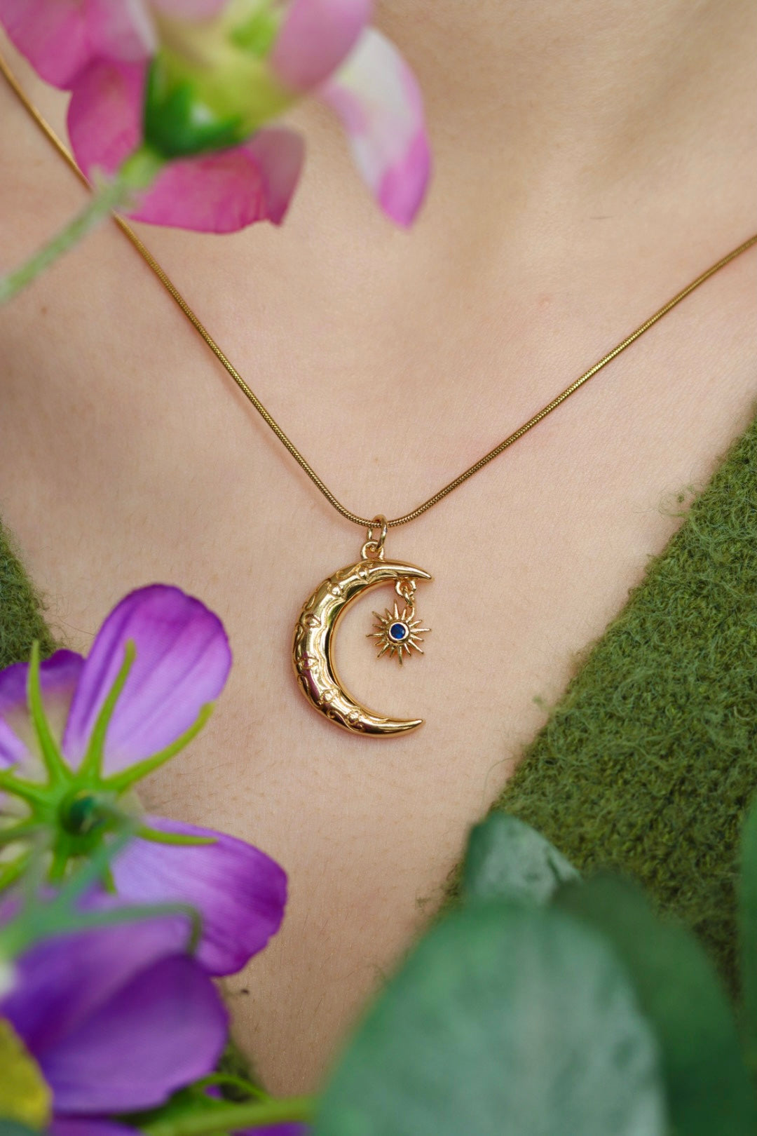 Moon and star necklace