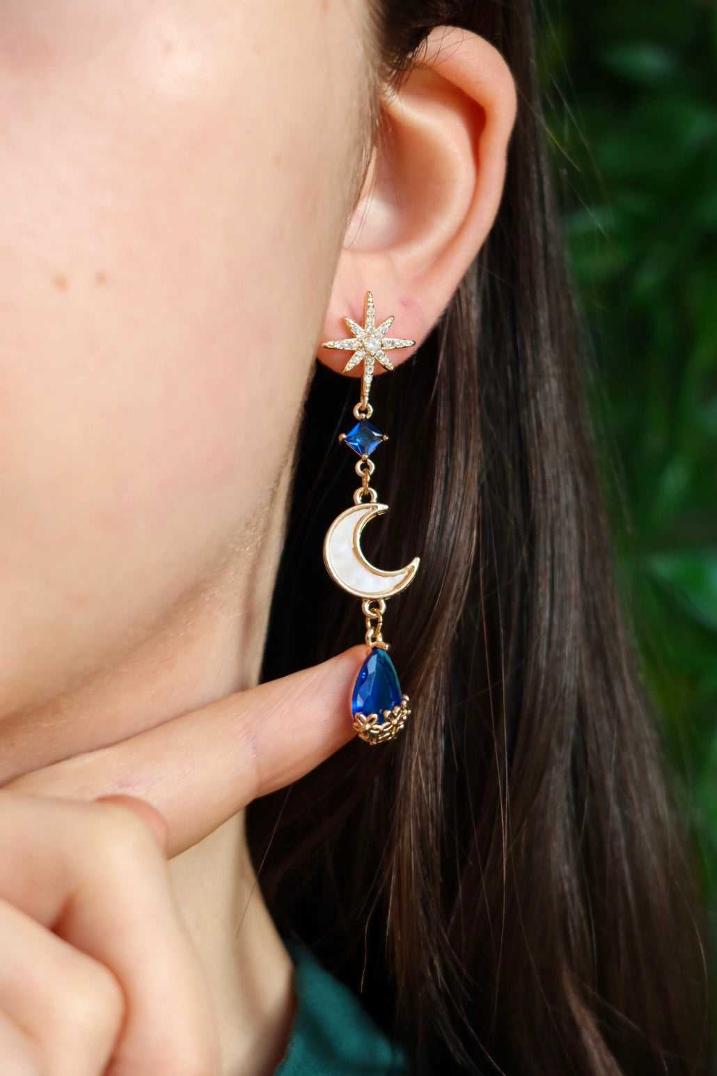 Midnight blue moon earrings