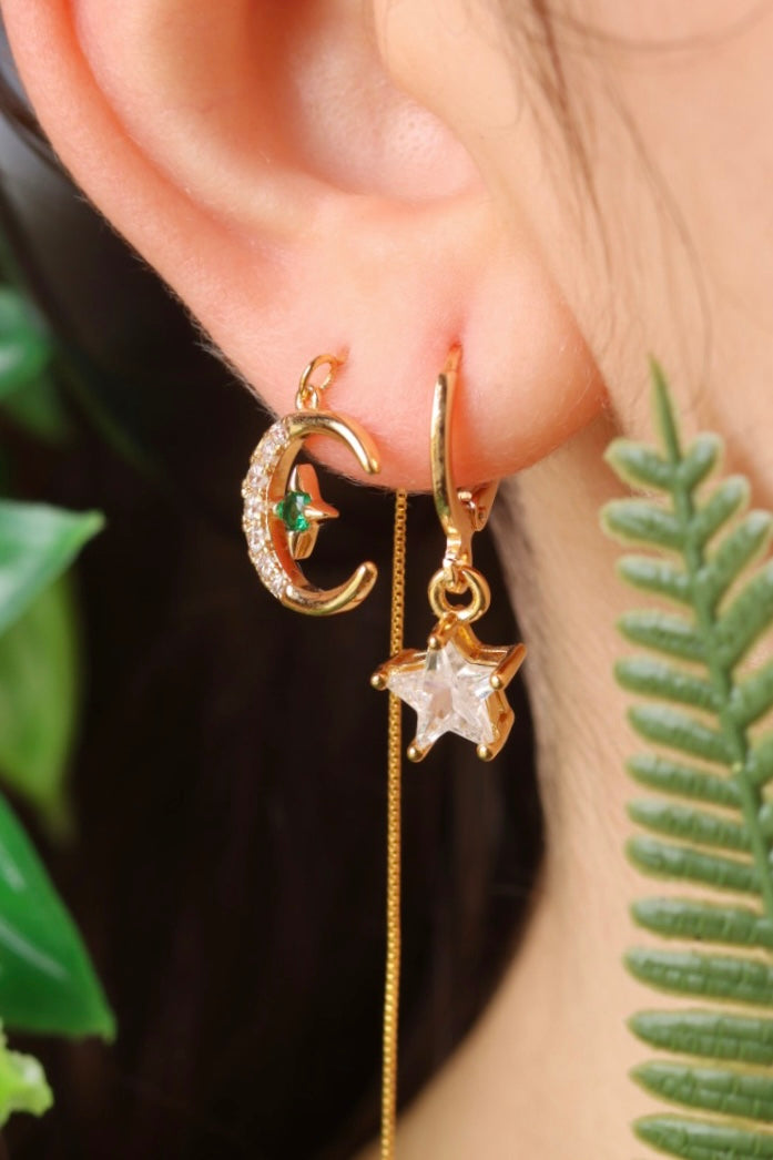 Moon threader and star earrings set