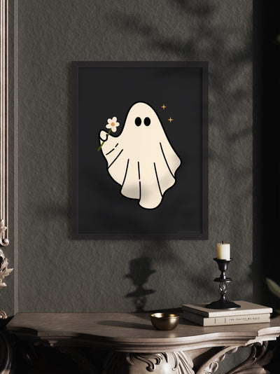 Ghost with flower - framed art print