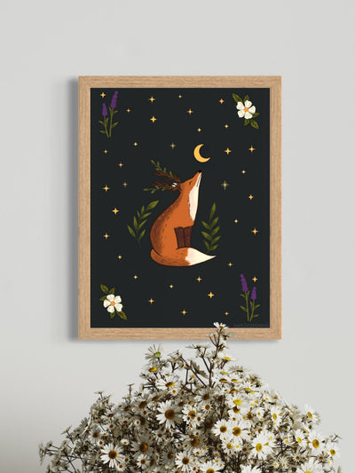 Celestial fox - framed art print