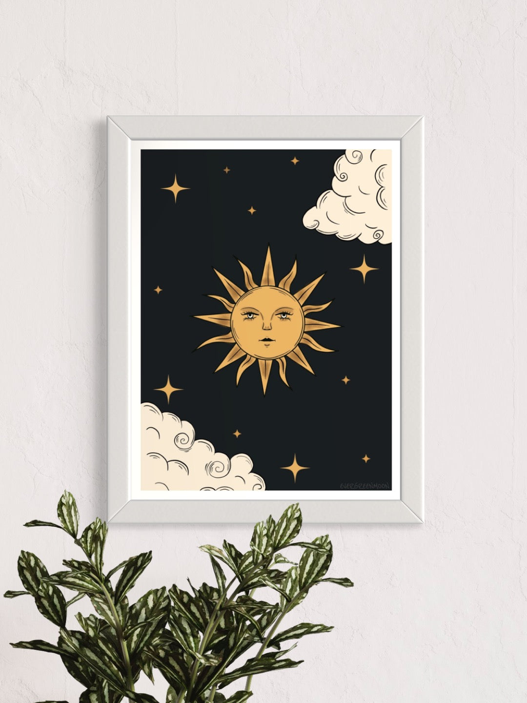 Sun in the night sky - framed art print