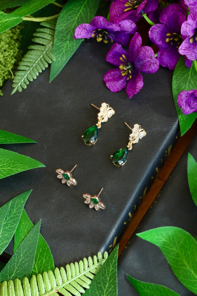 Butterfly flower earrings set