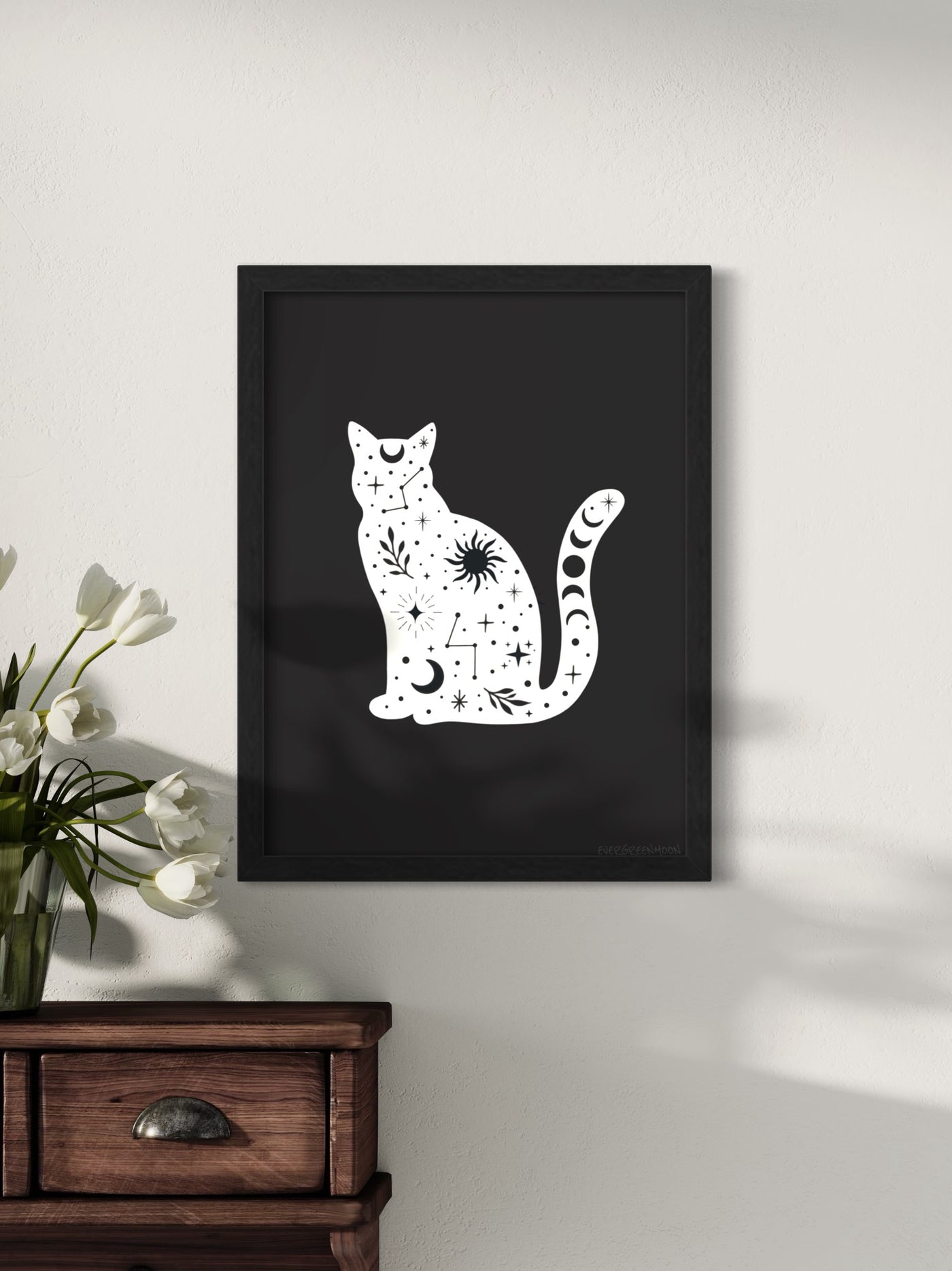 Celestial cat - framed art print