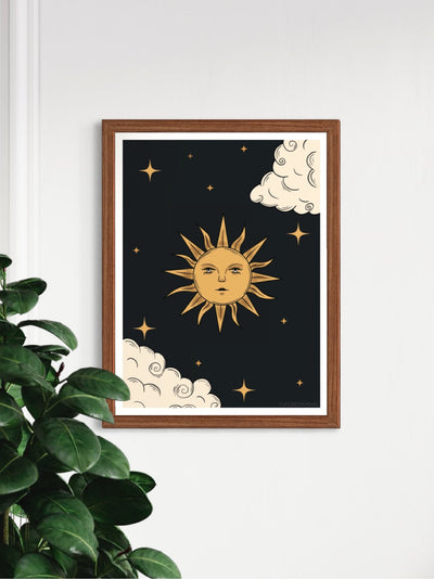 Sun in the night sky - framed art print