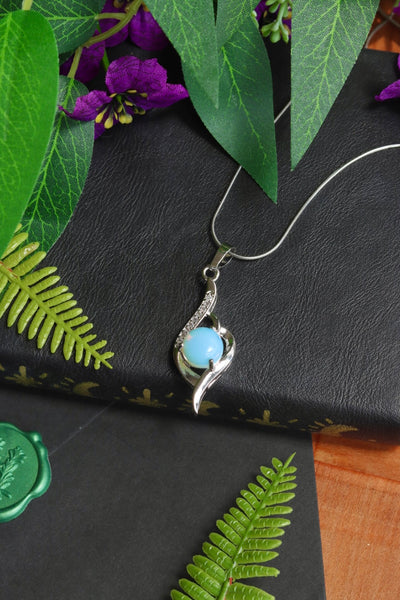 Silver opalite stone elfic necklace