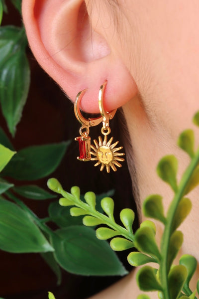 Helios god of the sun huggie earrings set