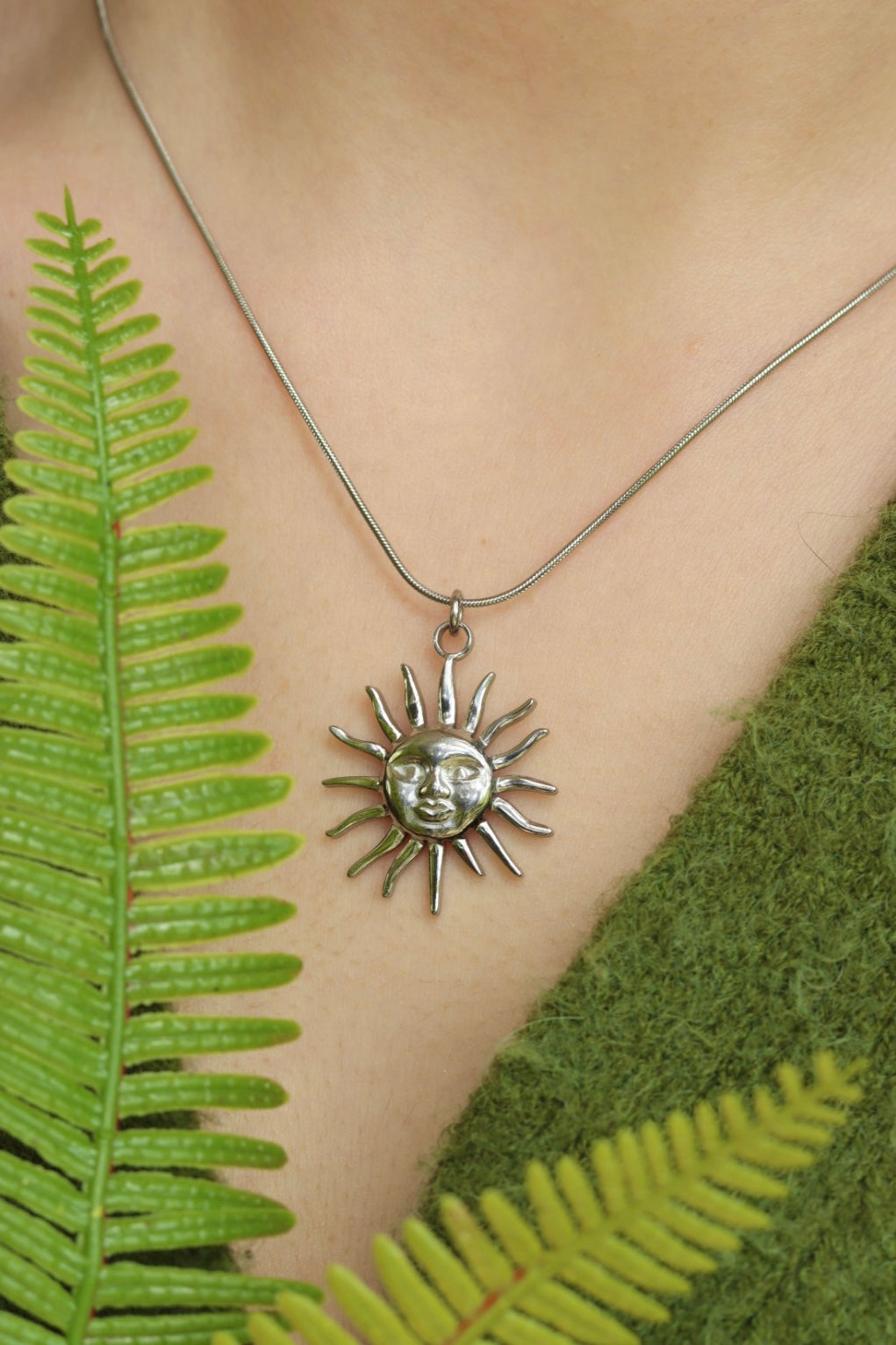 Silver sun necklace