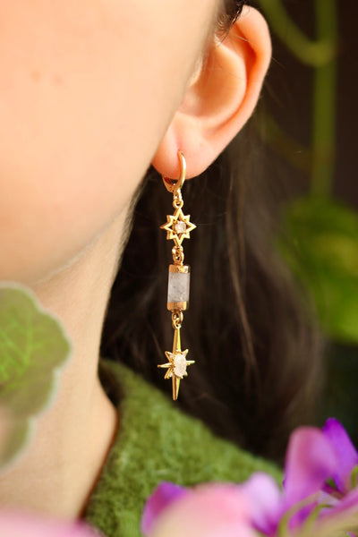 Star crystal stone earrings