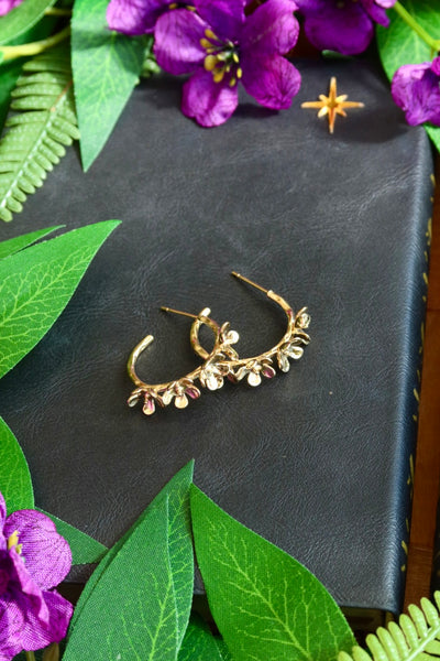 Flower hoop earrings