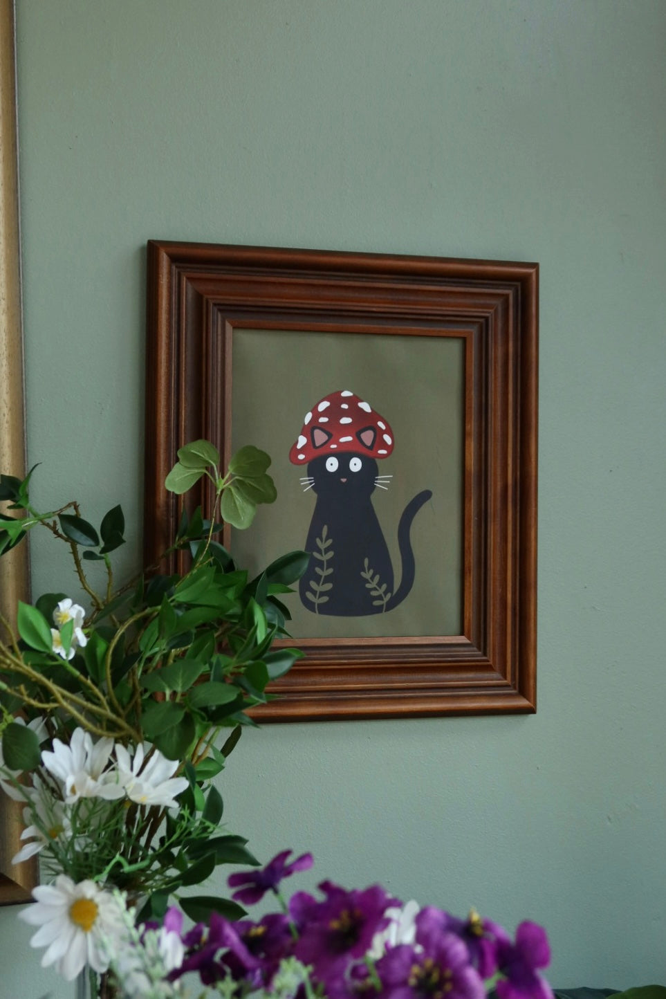 Mushroom cat - framed art print