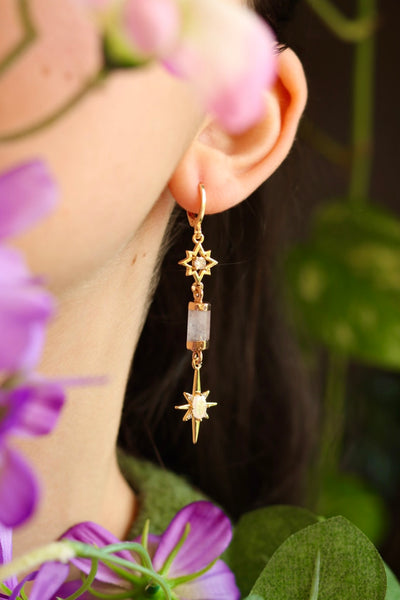 Star crystal stone earrings