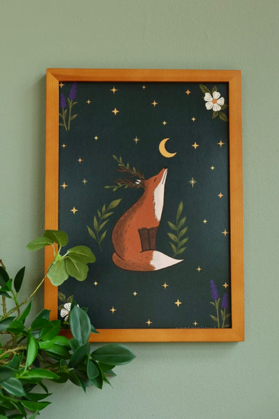 Celestial fox - framed art print