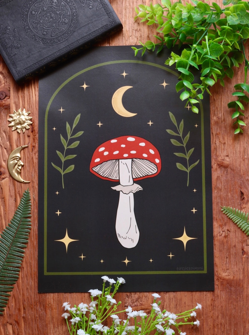 Celestial Toadstool mushroom - framed art print