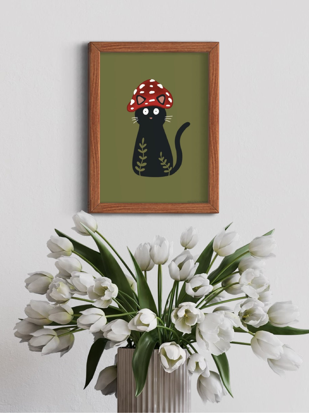 Mushroom cat - framed art print