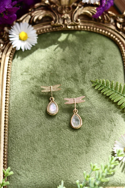 Dragonfly drop stud earrings