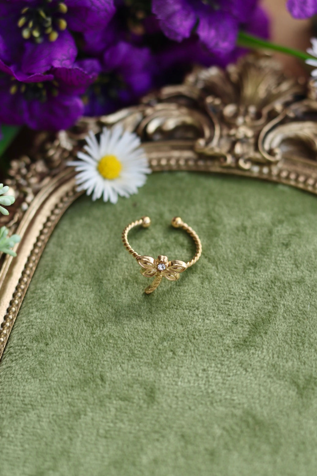 Delicate Dragonfly adjustable rings - Gold or Silver