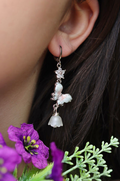 Butterfly in spring silver earrings